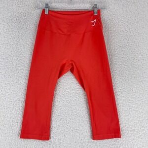 Gymshark Orange Mid-Rise Calf Length Leggings Womens Pull On Athletic Size‎ M